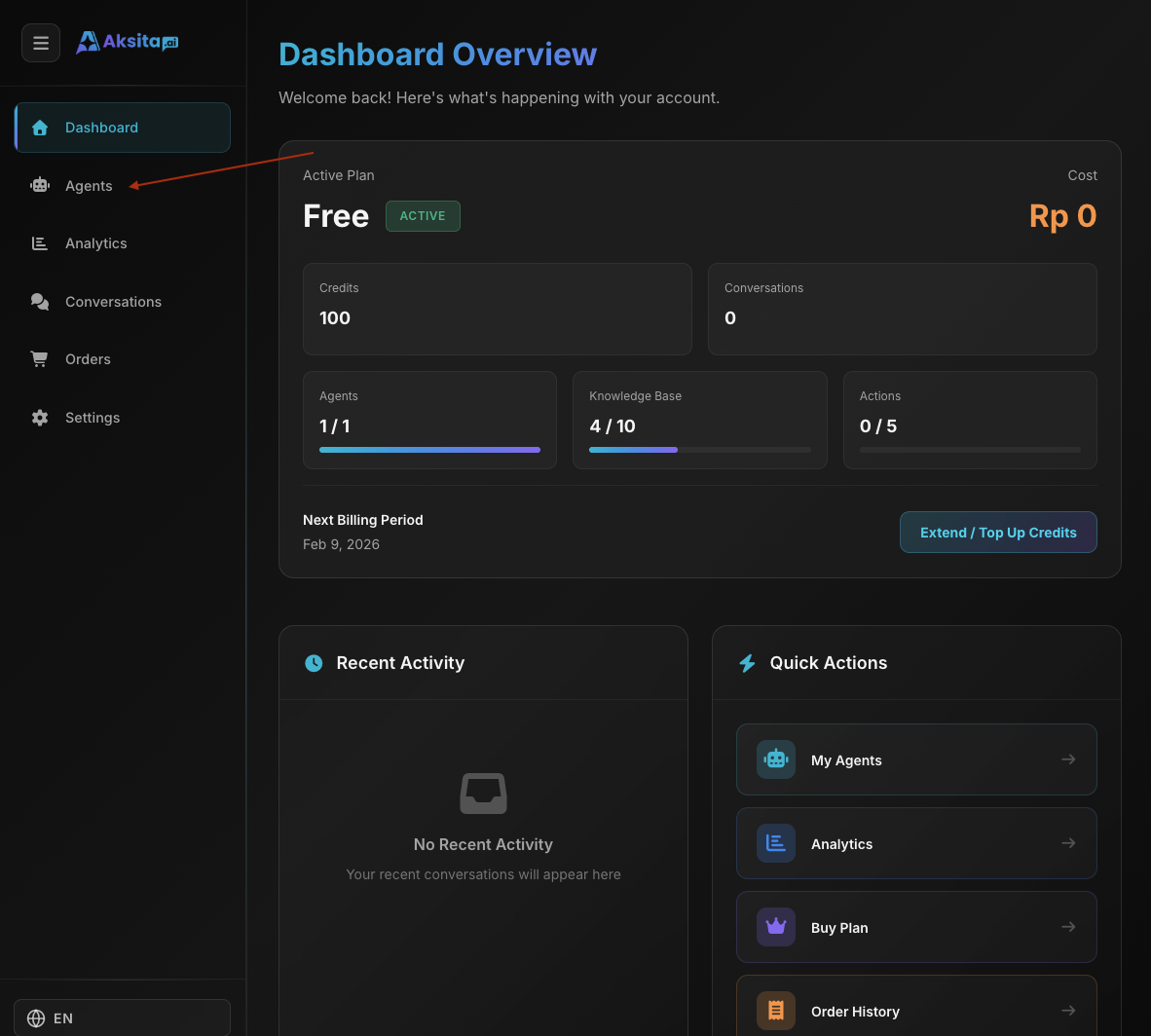 Dashboard Agents Page